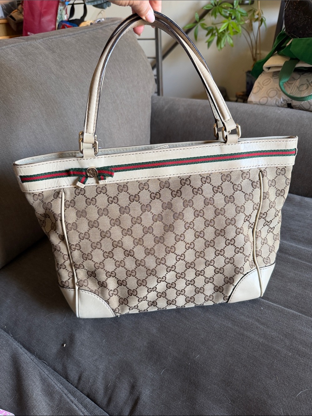 Gucci GG Canvas Web Bow / Mayfair Bow Tote
 and Green-Red Web Stripe